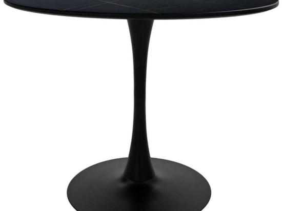 Τραπέζι Balou I 127-000166 Φ120x75cm Marble Effect Black Mdf,Μέταλλο
