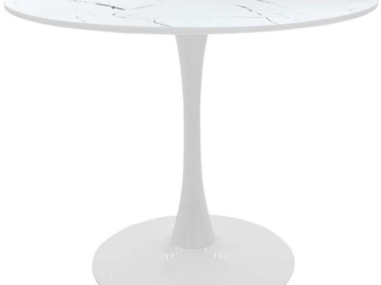 Τραπέζι Balou I 127-000167 Φ120x75cm Marble Effect White Mdf,Μέταλλο