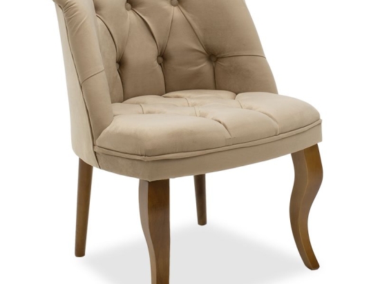 Πολυθρόνα Loreta 146-000006 59x64x73cm Beige-Walnut Βελούδο, Ξύλο