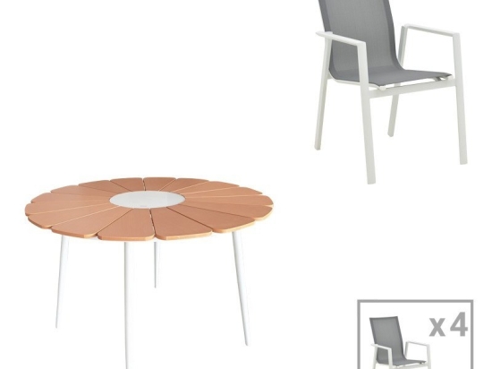 Τραπεζαρία Κήπου Pinap-Dashiell 152-000101 (Σετ 5Τμχ) White-Anthracite 5 Θέσεων
