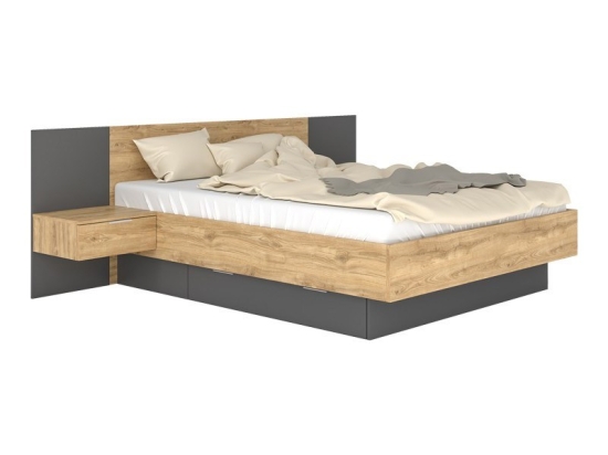 Κρεβάτι Kantri (Για Στρώμα 160x200cm) 173-000052 261,8x203,6x89cm Sonoma-Grey Υπέρδιπλo