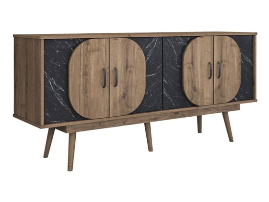 Μπουφές Suckie 182-000099 180x45x82,6cm Walnut-Black Marble