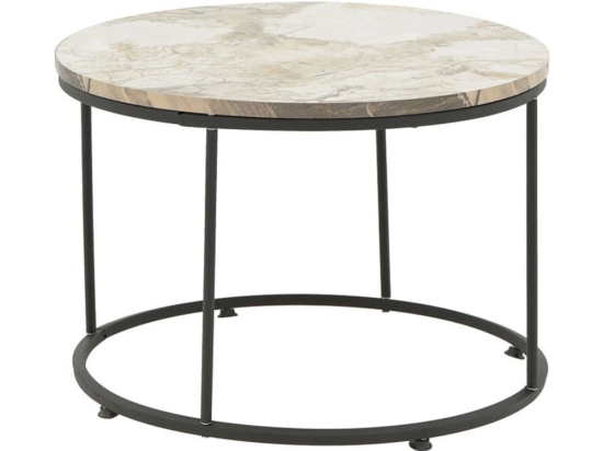 Τραπέζι Σαλονιού Emilian 197-000162 Φ60x42cm White-Marble-Black