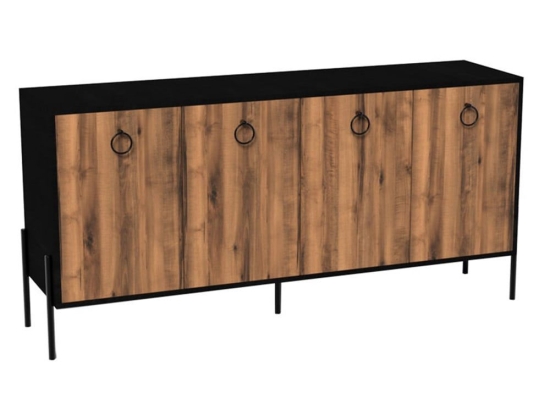 Μπουφές Twely 197-000181 160x40,5x79cm Walnut-Black