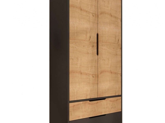 Ντουλάπα Δίφυλλη Forx 197-000222 90x45x180cm Oak-Anthracite Δίφυλλη