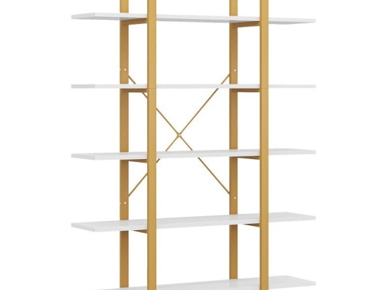 Βιβλιοθήκη Esthon 197-000304 Marble Effect 120x28x180cm Gold-White