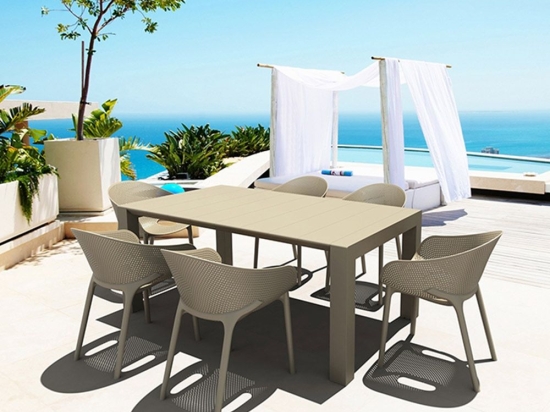 Τραπεζαρία Vegas Sky Pro (Σετ 7Τμχ) 20.9971 100x180/220x75-54x60x81cm Taupe 6 Θέσεων
