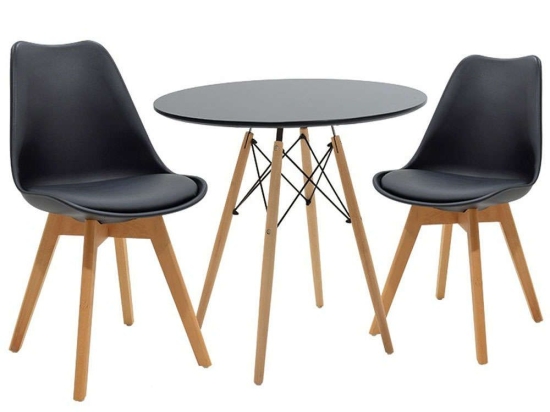 Τραπεζαρία New Meal 6 (Σετ 3Τμχ) 200-000682 Φ80x73cm Natural-Black Mdf,Μέταλλο