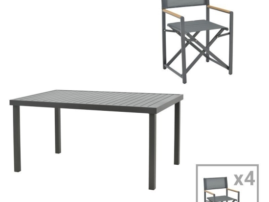 Τραπεζαρία Κήπου Mabu-Klinton 200-000772 (Σετ 5Τμχ) Anthracite 5 Θέσεων