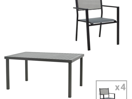 Τραπεζαρία Κήπου Moly-Kliton A 200-000825 (Σετ 5Τμχ) Black-Anthracite 5 Θέσεων
