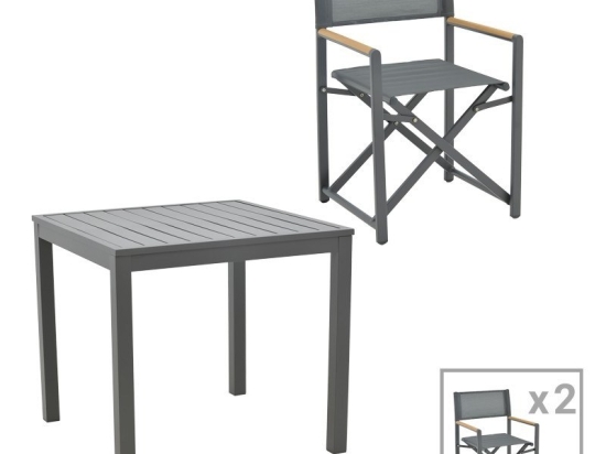 Τραπεζαρία Κήπου Kliton-Mabu 200-000851 (Σετ 3Τμχ) Anthracite 3 Θέσεων