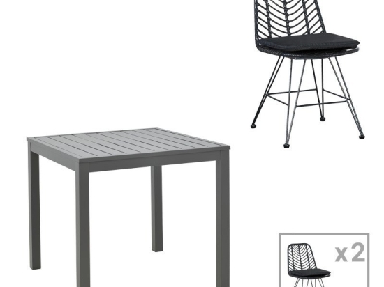 Τραπεζαρία Κήπου Kliton-Naoki 200-000855 (Σετ 3Τμχ) Black-Anthracite 3 Θέσεων