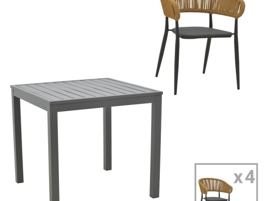 Τραπεζαρία Κήπου Kliton-Raven 200-000858 (Σετ 5Τμχ) Anthracite-Natural 5 Θέσεων