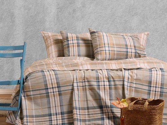 Σεντόνια Jonas Με Λάστιχο (Σετ 4τμχ) Stone Blue Melinen King Size 180x232cm 100% Βαμβάκι