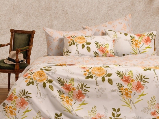 Σεντόνια Sylvie (Σετ 4τμχ) Peach Melinen Διπλό 205x270cm Βαμβάκι-Πολυέστερ