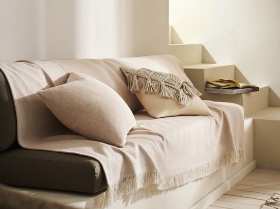 Ριχτάρι Extra Lange Mewa 182 Wet Sand Beige Gofis Home Τριθέσιο 220x300cm 100% Βαμβάκι