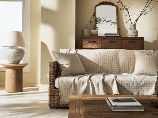 Ριχτάρι Mireya 252 Natural Beige Gofis Home Τετραθέσιο 180x350cm Βαμβάκι-Πολυέστερ