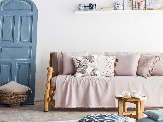 Ριχτάρι Rene Mauve Pale 732/08 Gofis Home Τριθέσιο 180x310cm Βαμβάκι-Πολυέστερ