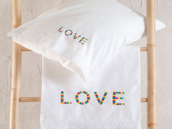 Σεντόνια Βρεφικά Love (Σετ 3τμχ) Multi Ρυθμός Κούνιας 105x160cm 100% Βαμβάκι