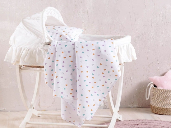 Σεντόνι Βρεφικό Tiny Heart White Ρυθμός Λίκνου 80x110cm 100% Βαμβάκι