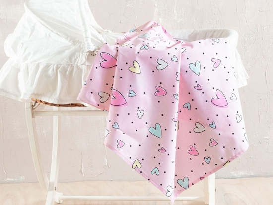 Σεντόνι Βρεφικό Pop Hearts Ρυθμός Pink Λίκνου 80x110cm 100% Βαμβάκι