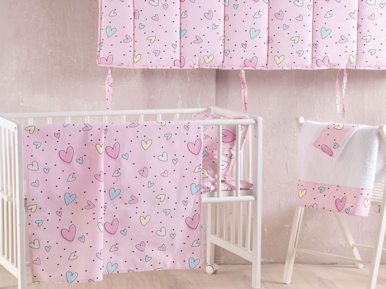 Παπλωματοθήκη Βρεφική Pop Hearts (Σετ 2τμχ) Pink Ρυθμός 110x160cm 100% Βαμβάκι