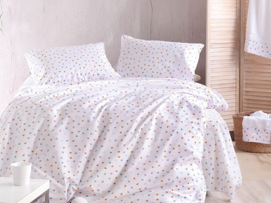 Πάπλωμα Tiny Heart (Σετ 3τμχ) White Ρυθμός Υπέρδιπλo 220x240cm 100% Βαμβάκι