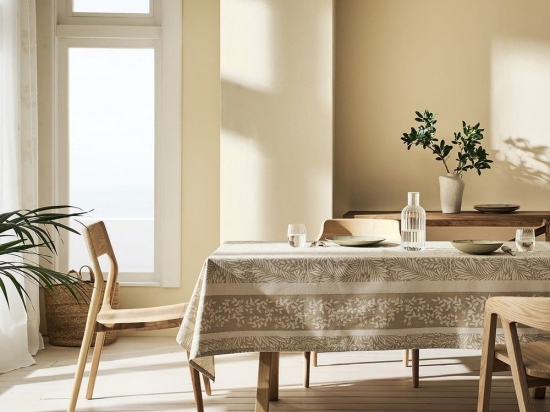 Τραπεζομάντηλο Ginevra 526 Olive Gofis Home 150 X 220 Βαμβάκι-Λινό