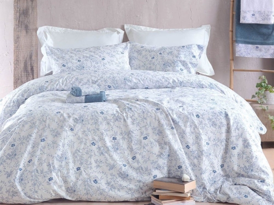 Κουβερλί Ortensia (Σετ 3τμχ) Blue Ρυθμός Υπέρδιπλo 220x240cm 100% Βαμβάκι