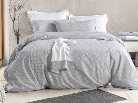 Κουβερλί Sinclair (Σετ 4τμχ) Grey Ρυθμός Υπέρδιπλo 220x240cm Βαμβάκι-Πολυέστερ