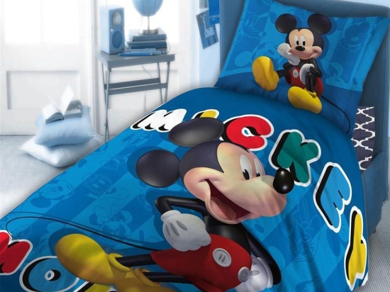 Σεντόνια Παιδικά Disney Mickey 864 (Σετ 4 τμχ) Digital Print Blue DimCol 160x240cm 100% Βαμβάκι