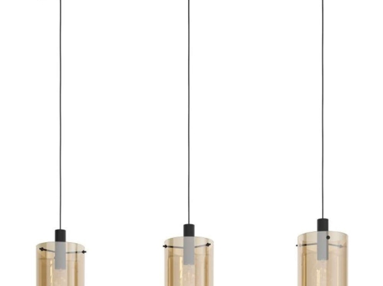 Φωτιστικό Οροφής - Ράγα 39539 Polverara E27/3 Black-Brass Eglo Μέταλλο,Γυαλί