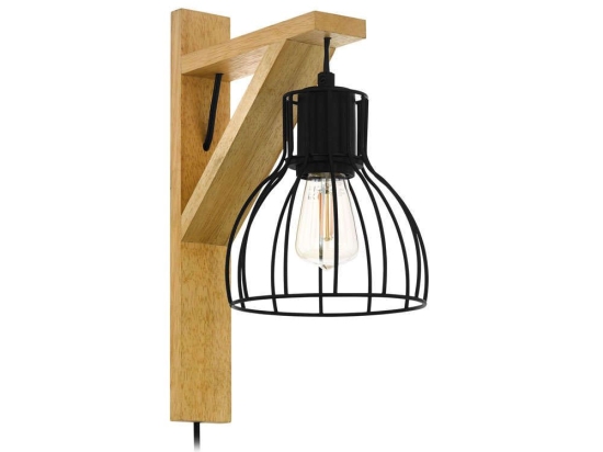 Φωτιστικό Τοίχου-Απλίκα 'Rampside 1' 43351 Natural-Black Eglo Μέταλλο,Ξύλο