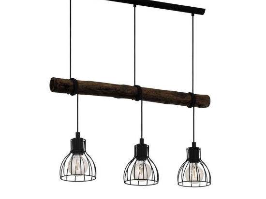 Φωτιστικό Οροφής-Ράγα 'Horningtops' 43352 Natural-Black Eglo Μέταλλο,Ξύλο