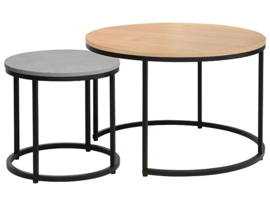 Ζιγκόν Severin (Σετ 2Τμχ) 225-000020 80x80x48/48x48x42cm Natural-Cement