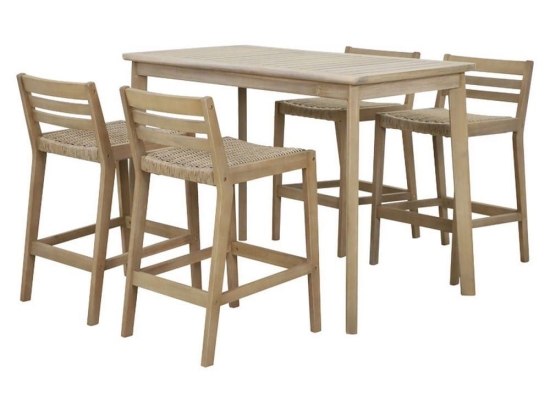 Τραπεζαρία Μπαρ Bravo 228-000019 (Σετ 5τμχ) 130x70x90cm Natural 4 Θέσεων