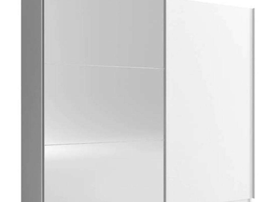 Ντουλάπα Δίφυλλη Συρόμενη Με Καθρέπτη 24112-MK2w-200 200x214x63cm White Δίφυλλη Μοριοσανίδα