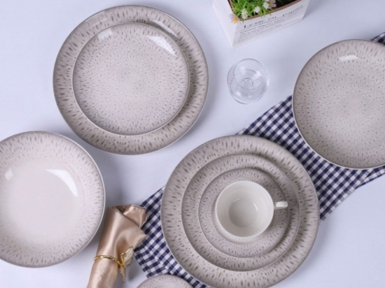 Φλυτζάνι Τσαγιού Με Πιατάκι Poplin 25.092.16 230ml White-Grey Cryspo Trio Κεραμικό