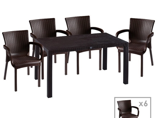 Τραπεζαρία Κήπου Explore-Festive 253-000050 (Σετ 7Τμχ) Coffee 7 Θέσεων