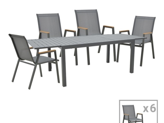 Τραπεζαρία Κήπου Azelie-Lafla 288-000009 (Σετ 7Τμχ) Anthracite 7 Θέσεων