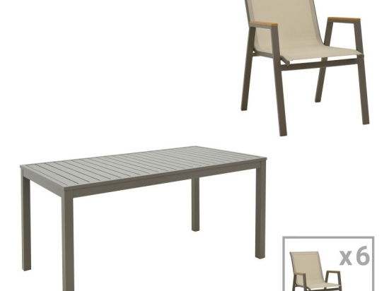 Τραπεζαρία Κήπου Kliton-Azelie 288-000031 (Σετ 7Τμχ) Anthracite-Beige 7 Θέσεων