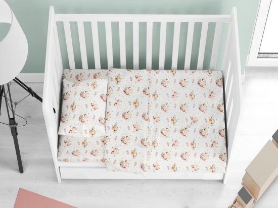 Παπλωματοθήκη Βρεφική Unicorn 209 White-Salmon DimCol 120x160cm 100% Βαμβάκι