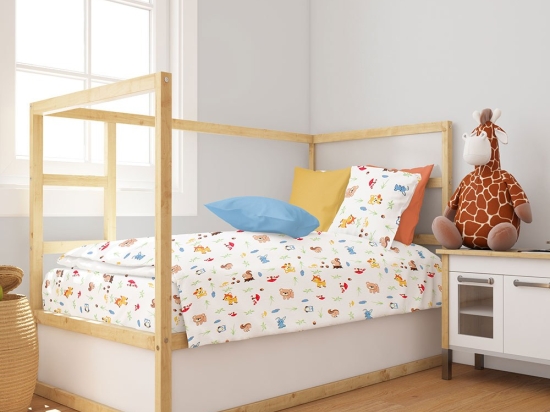 Παπλωματοθήκη Βρεφική Forest Animals 570 White-Sky Blue DimCol 120x160cm 100% Βαμβάκι