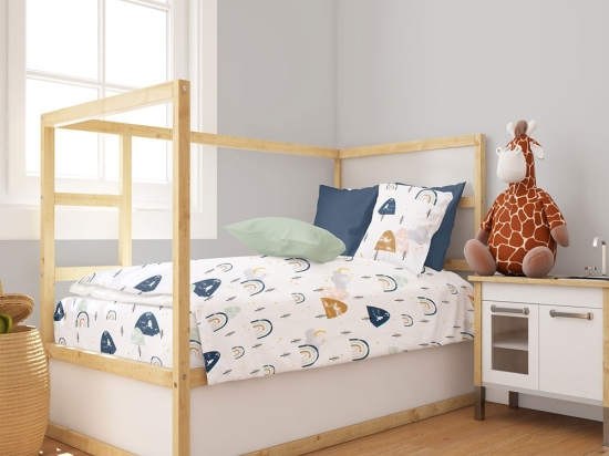 Παπλωματοθήκη Βρεφική Rainbow 574 White-Blue DimCol 120x160cm 100% Βαμβάκι