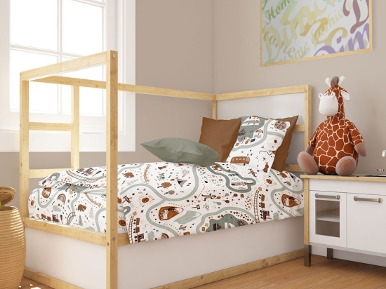 Παπλωματοθήκη Βρεφική Countryside 580 White-Mint DimCol 120x160cm 100% Βαμβάκι