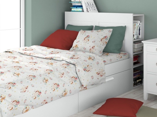 Μαξιλαροθήκη Παιδική Unicorn 209 White-Salmon DimCol 35X45 100% Βαμβάκι