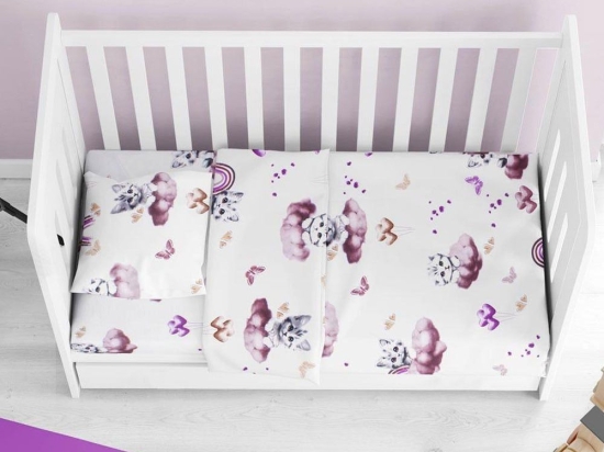 Κατωσέντονο Βρεφικό Kitten 561 Με ΛάστιχοMauve DimCol Κούνιας 70x140cm 100% Βαμβάκι