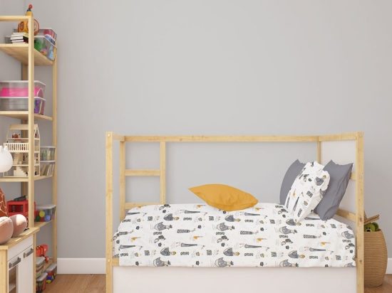 Σεντόνι Βρεφικό Seabirds 578 White-Grey DimCol Λίκνου 80x110cm 100% Βαμβάκι