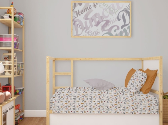 Σεντόνι Βρεφικό Fox 527 Grey DimCol Λίκνου 80x110cm 100% Βαμβάκι