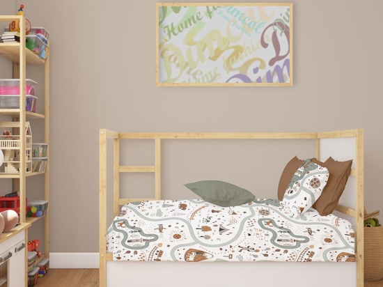 Σεντόνι Βρεφικό Countryside 580 White-Mint DimCol Λίκνου 80x110cm 100% Βαμβάκι